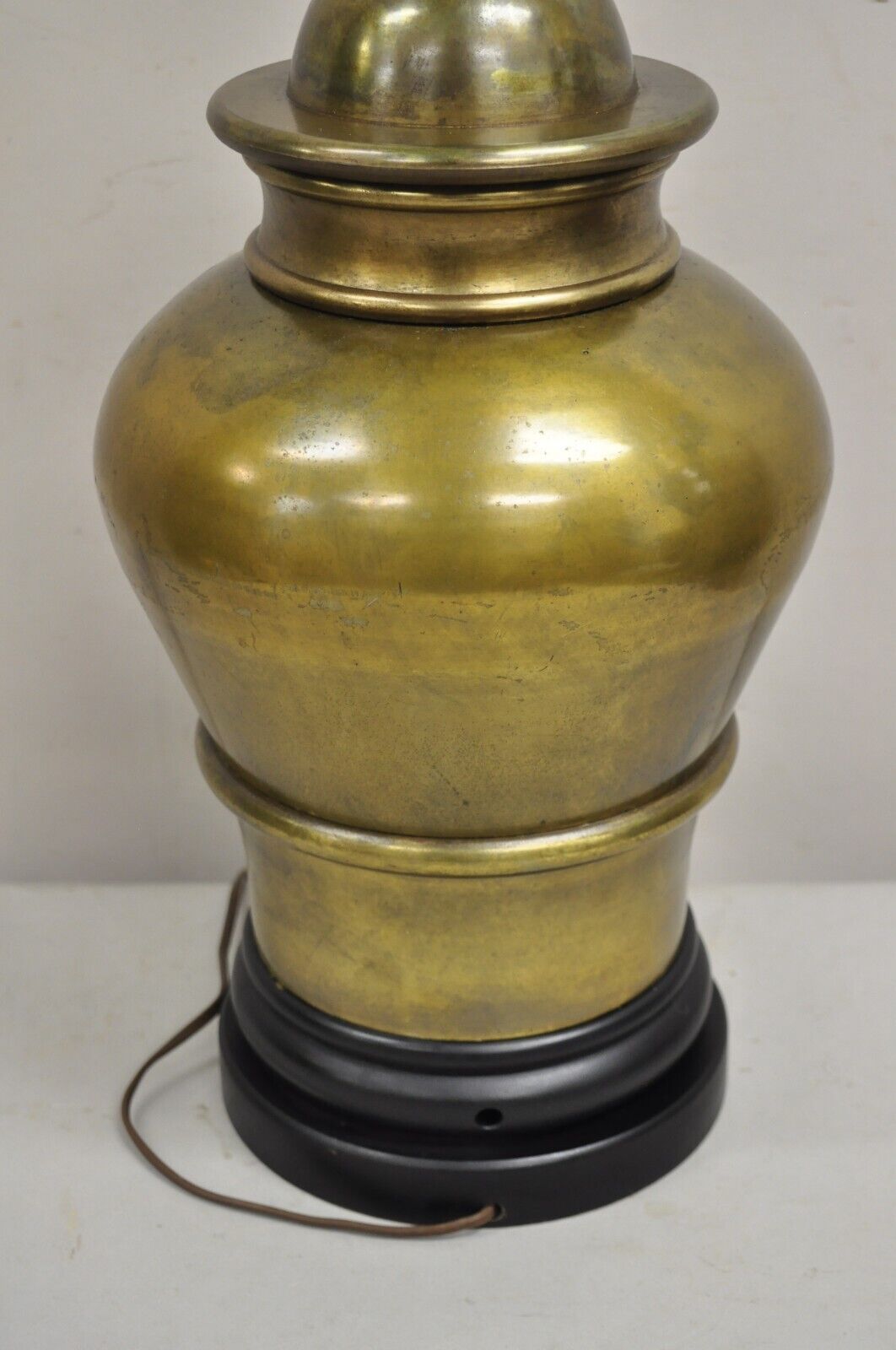 Vintage Hollywood Regency Chinoiserie Patinated Brass Ginger Jar Table Lamp
