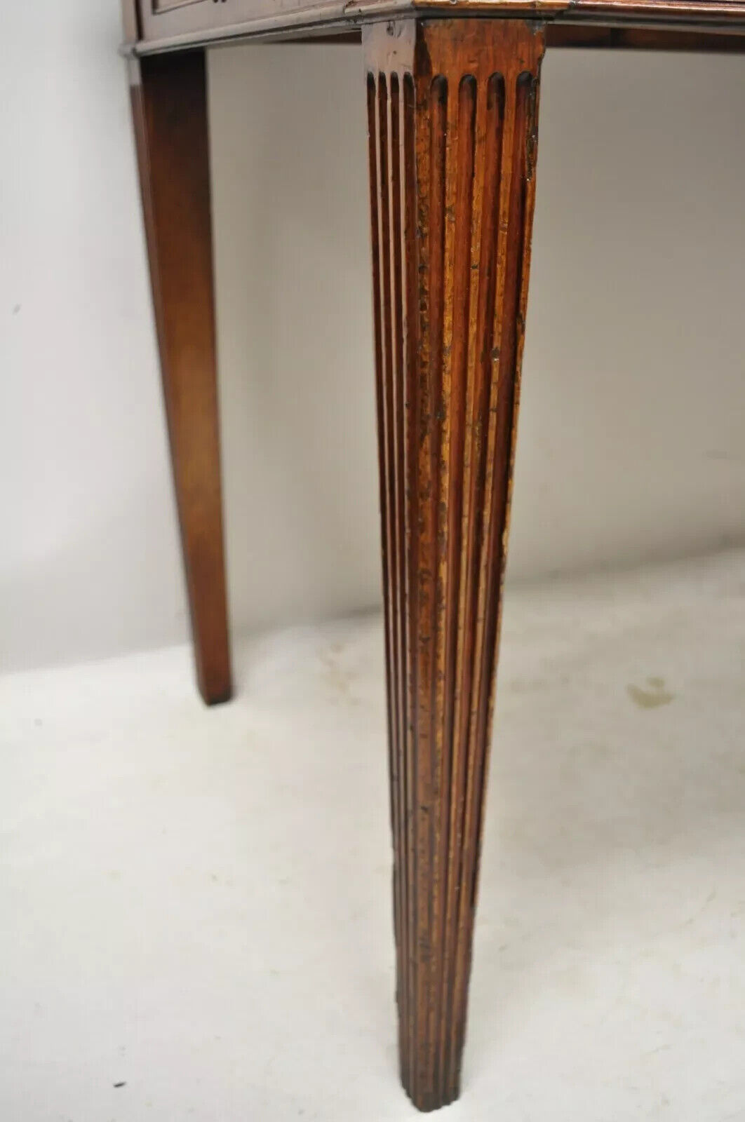 English Edwardian Mahogany 2 Drawer Demilune Sideboard Console Table Server