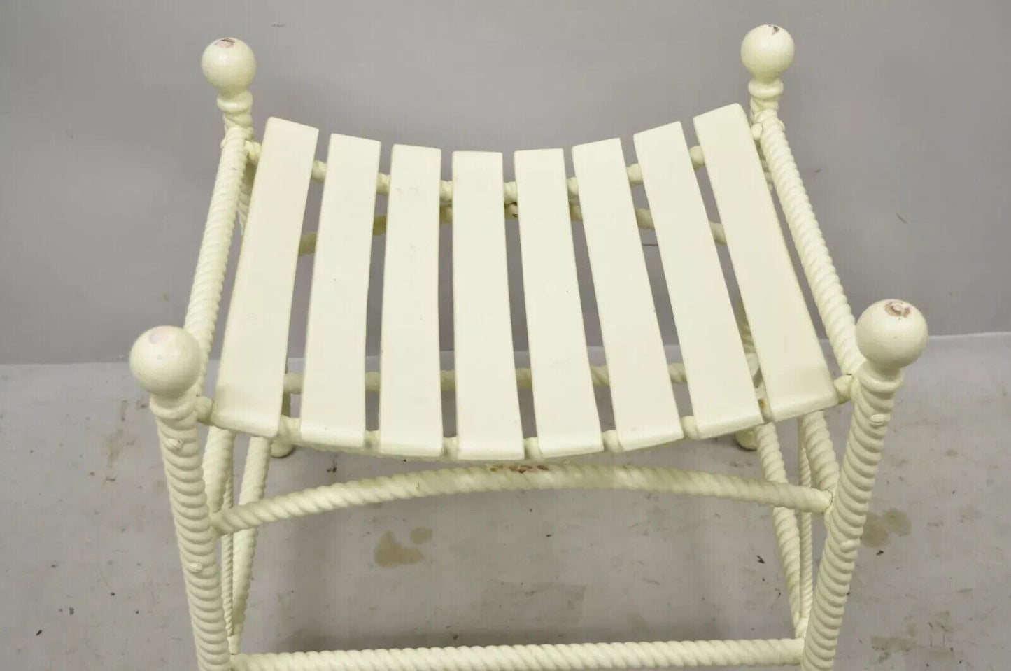 Antique Arts & Crafts Stick and Ball Thebes Bentwood Slat Wooden Stool