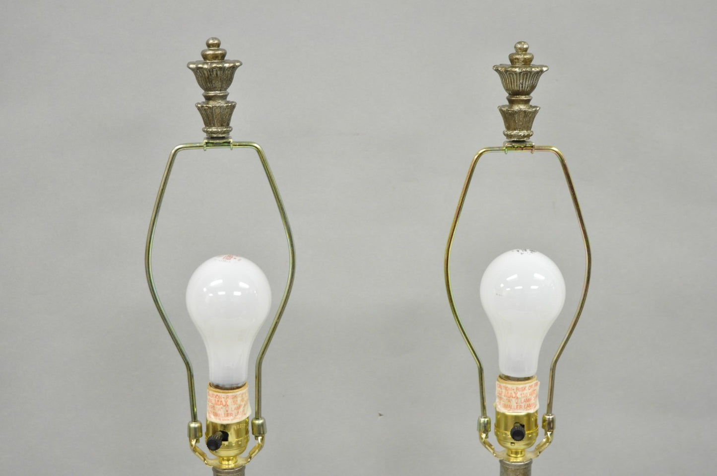 Contemporary Tuscan Mediterranean Style Glass and Resin Table Lamps - a Pair