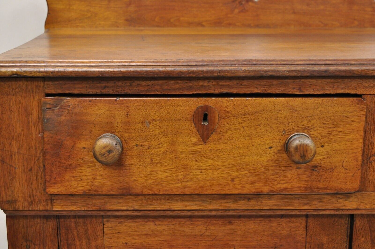 Antique American Colonial Primitive Mahogany 2 Drawer Jelly Cupboard Cabinet