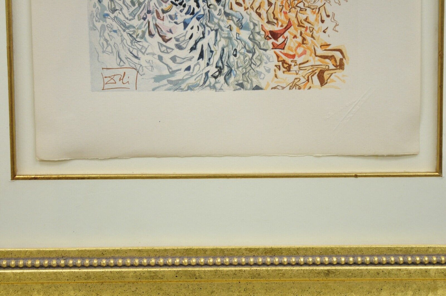 Vintage Salvador Dali Divine Comedy The Dust of Souls Woodcut Print Framed