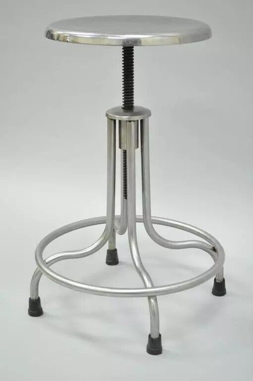 Vintage Stainless Steel American Industrial Modern Steampunk Adjustable Stool