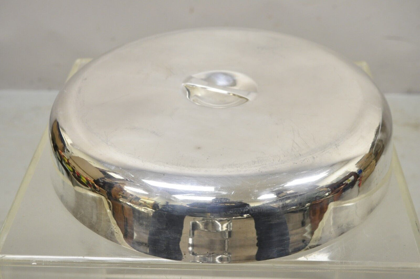 Large Vintage 15" Round Modern Stainless Steel Food Dish Serving Dome Cover