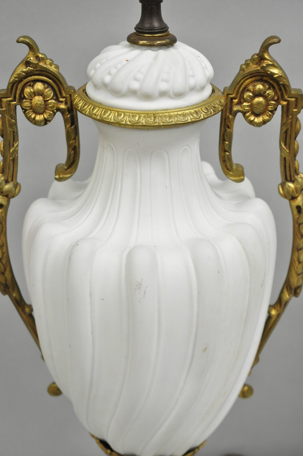 Antique French Louis XVI Style Gilt Bronze Porcelain Urn Table Lamps - a Pair