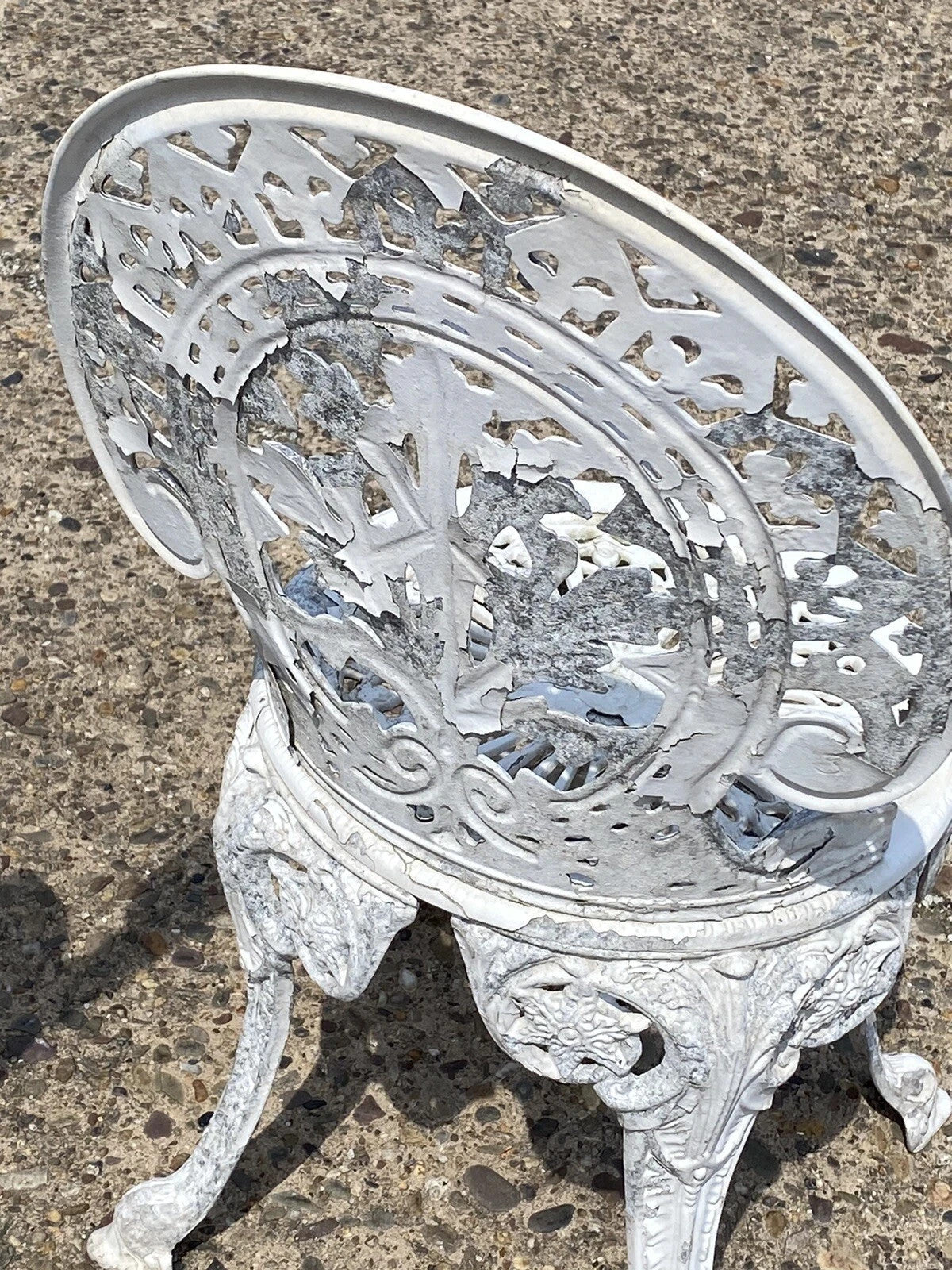 Cast Aluminum Antique Victorian Style Outdoor Garden Bistro Side Chairs - Pair