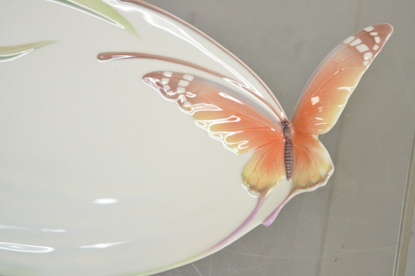 Franz Collection Papillon Butterfly Porcelain Ornamental Platter Handled Tray