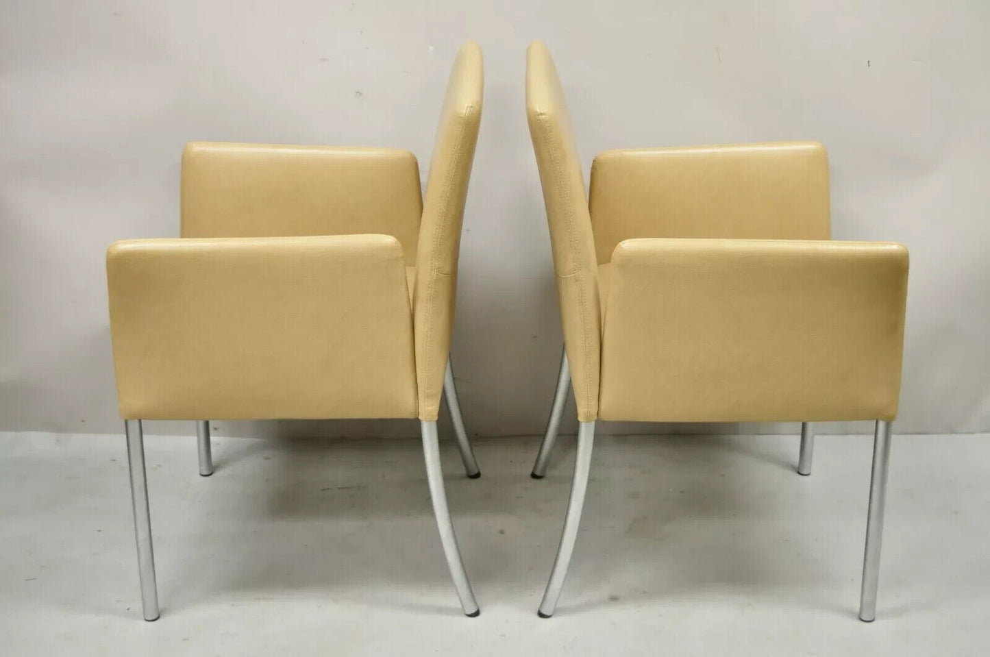 Coalesce Steelcase Beige Leather Model 1510 Switch Guest Arm Chair (A) - a Pair