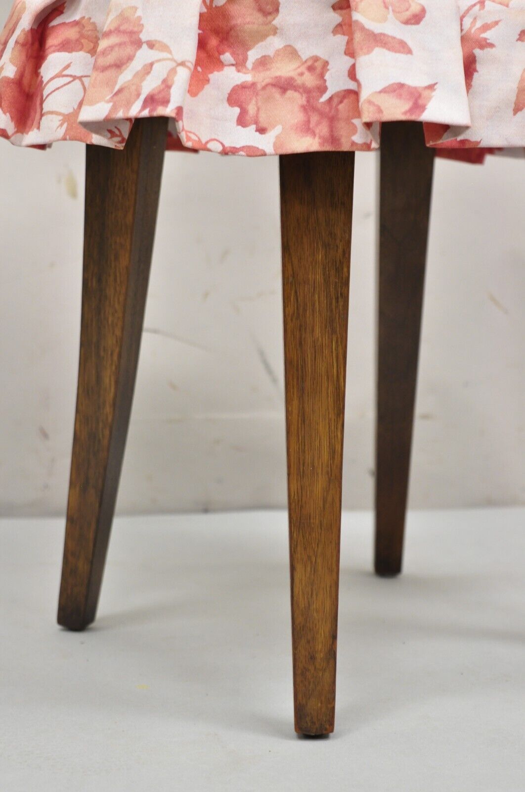Vintage Regency Style Small Oval Mahogany Saber Leg Vanity Bench Stool
