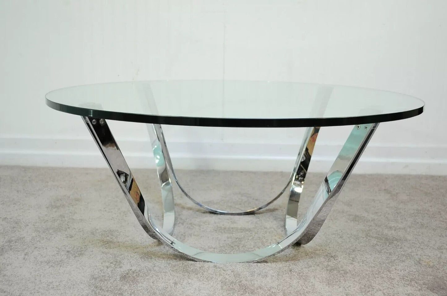 Tri-Mark Chrome Plated Steel Round Coffee Table after Roger Sprunger for Dunbar