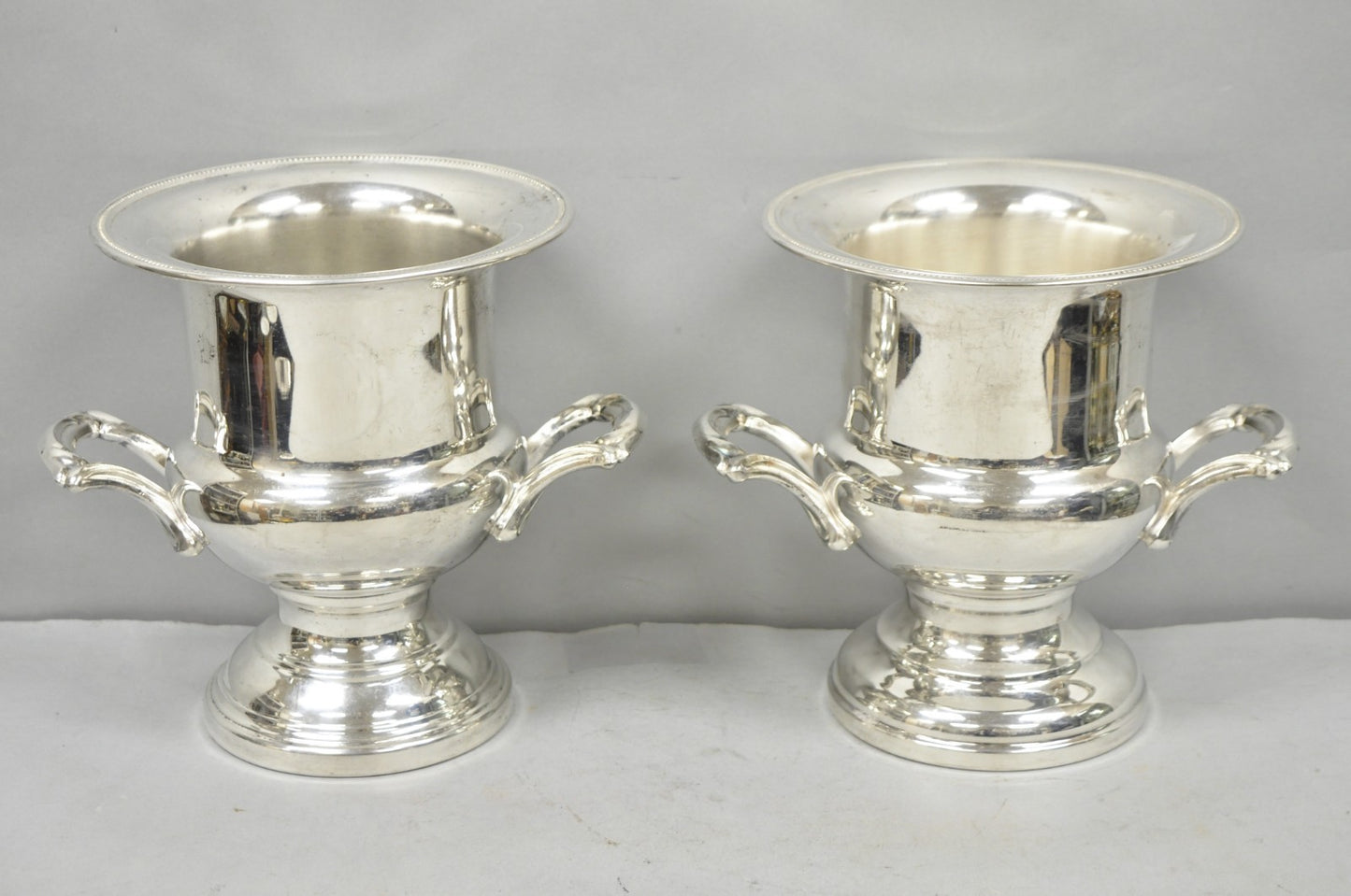Vintage Oneida Regency Silver Plated Champagne Chiller Ice Bucket - a Pair