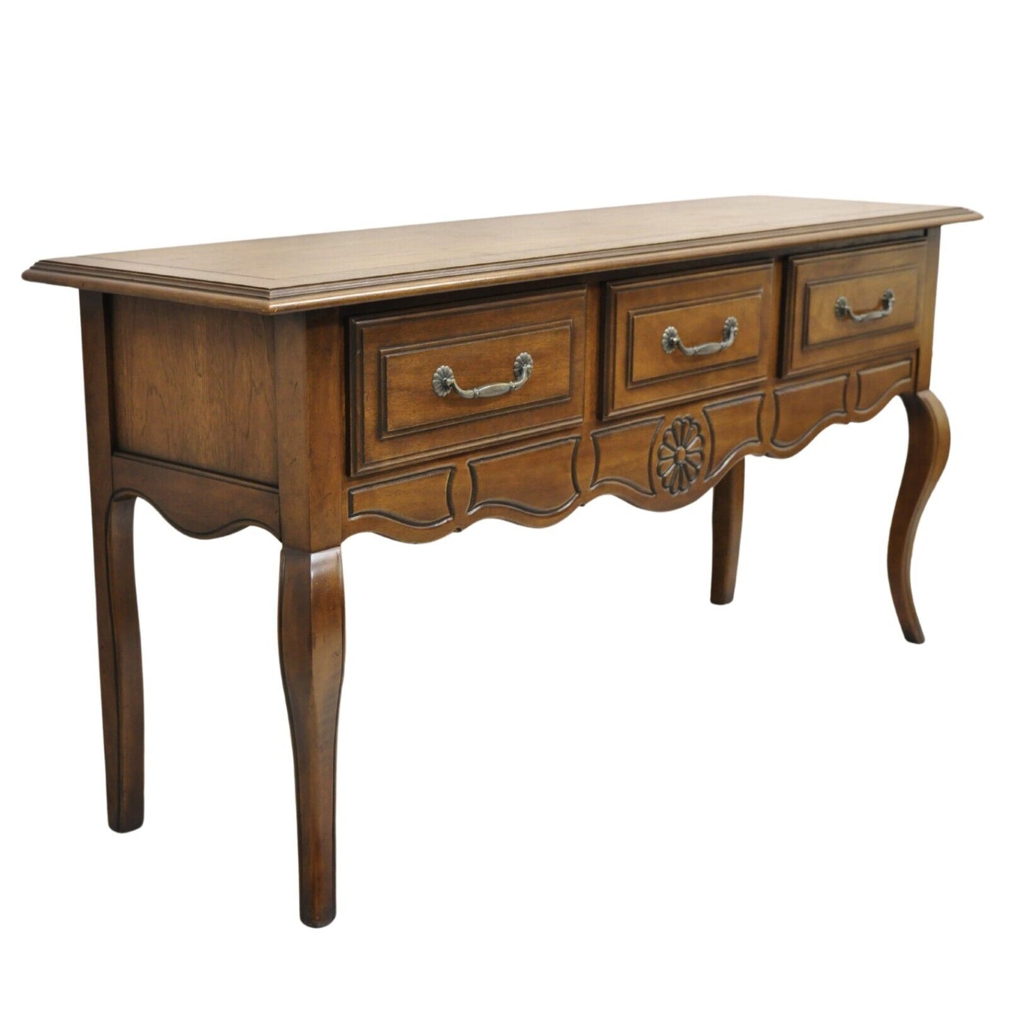 Century French Country Provincial Style Carved Oak & Pecan Wood Sideboard Buffet