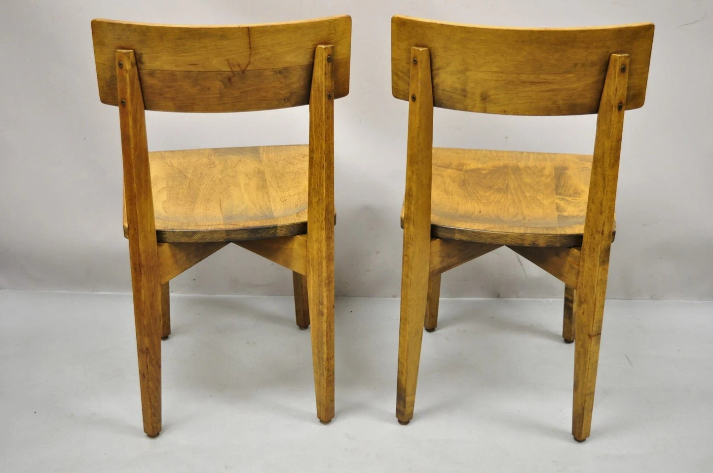Vintage Gunlocke Mid Century Modern Maple Wood Side Chairs - a Pair