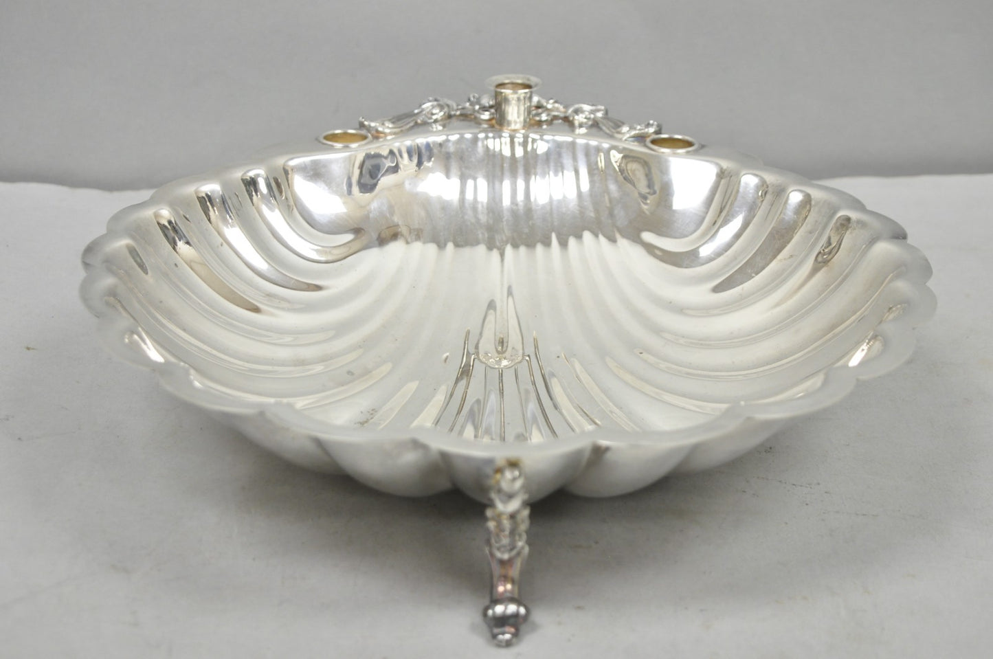 Vintage Sheffield Silver Co. Clam Shell Silver Plated Footed Serving Dish