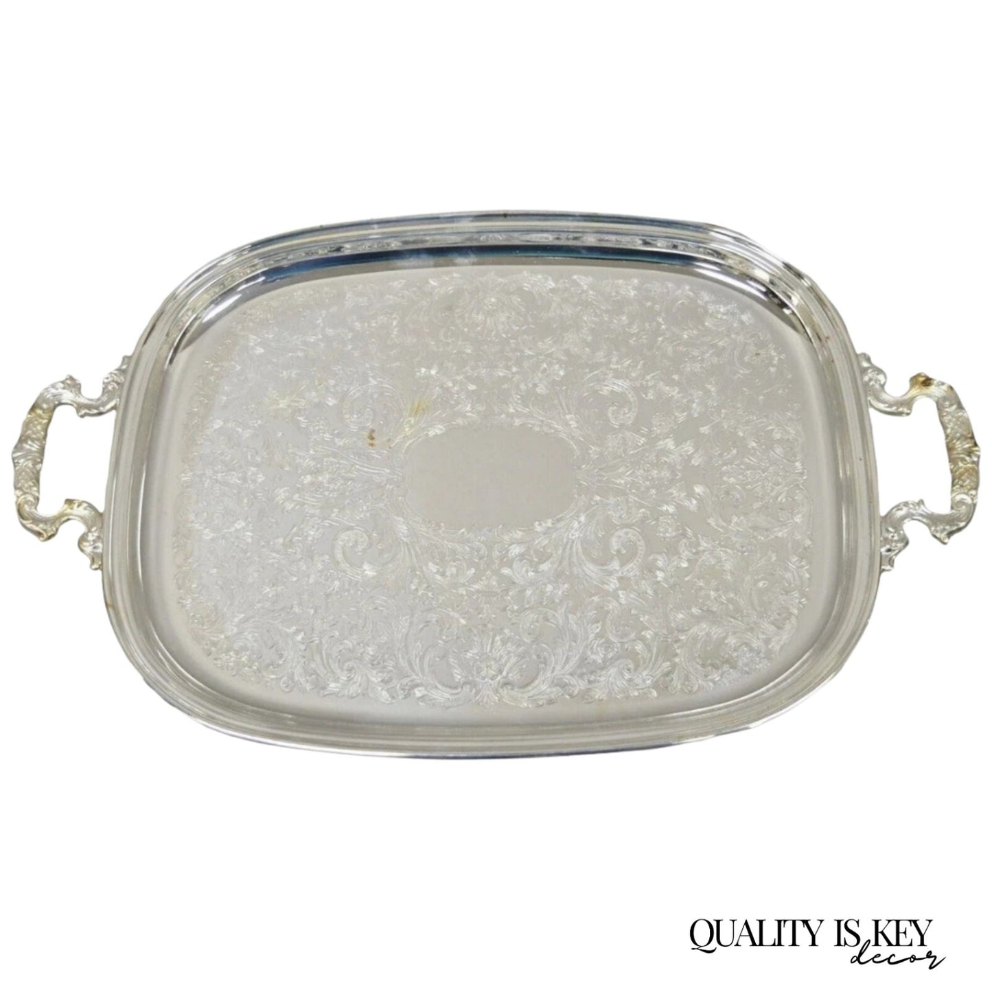 Vintage Eales 1779 Silver Plated 22" Footed Twin Handle Bar Tray Platter