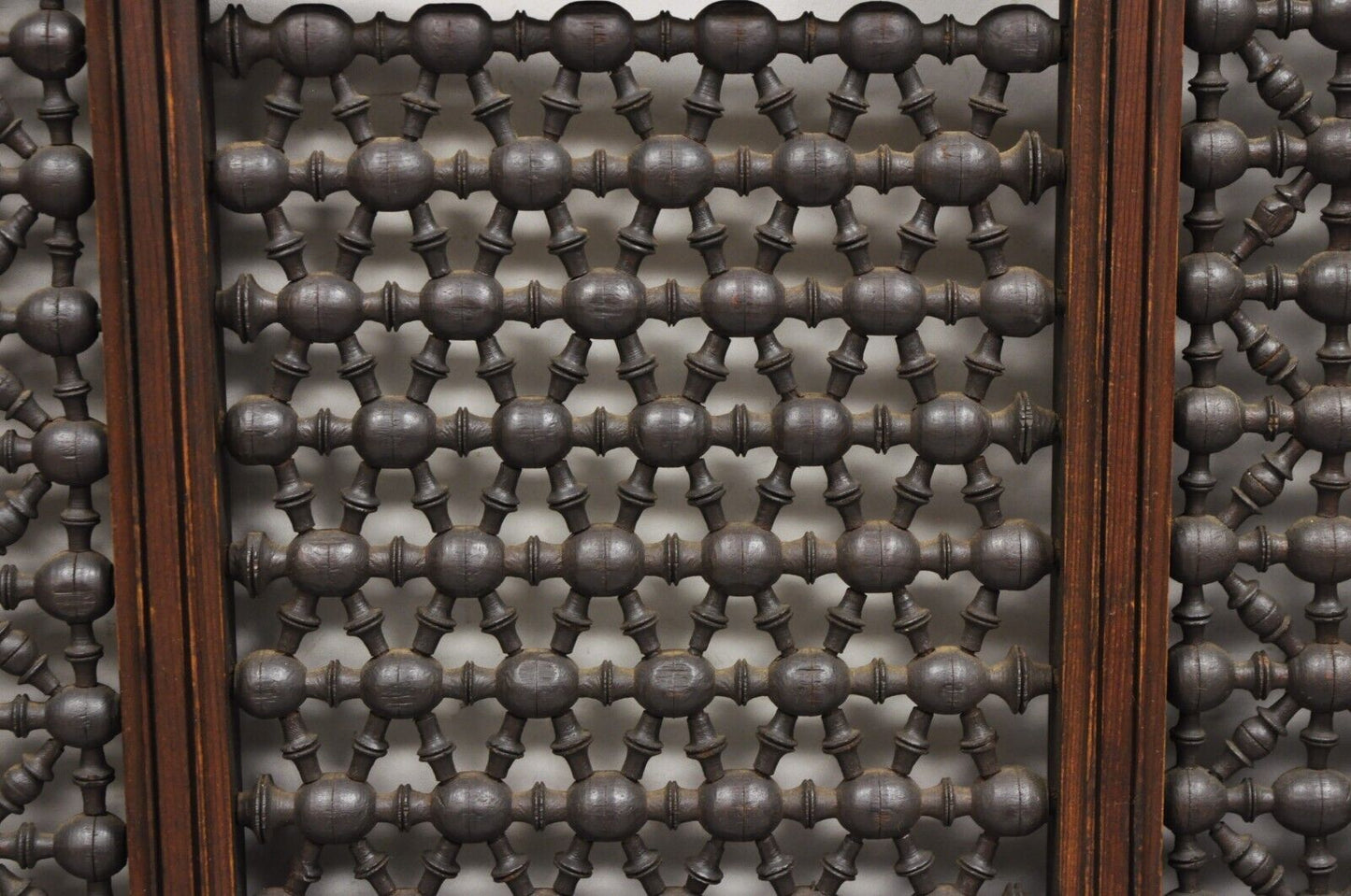 Vintage Middle Eastern 3 Panel Mashrabiya Lattice Folding Screen Room Divider