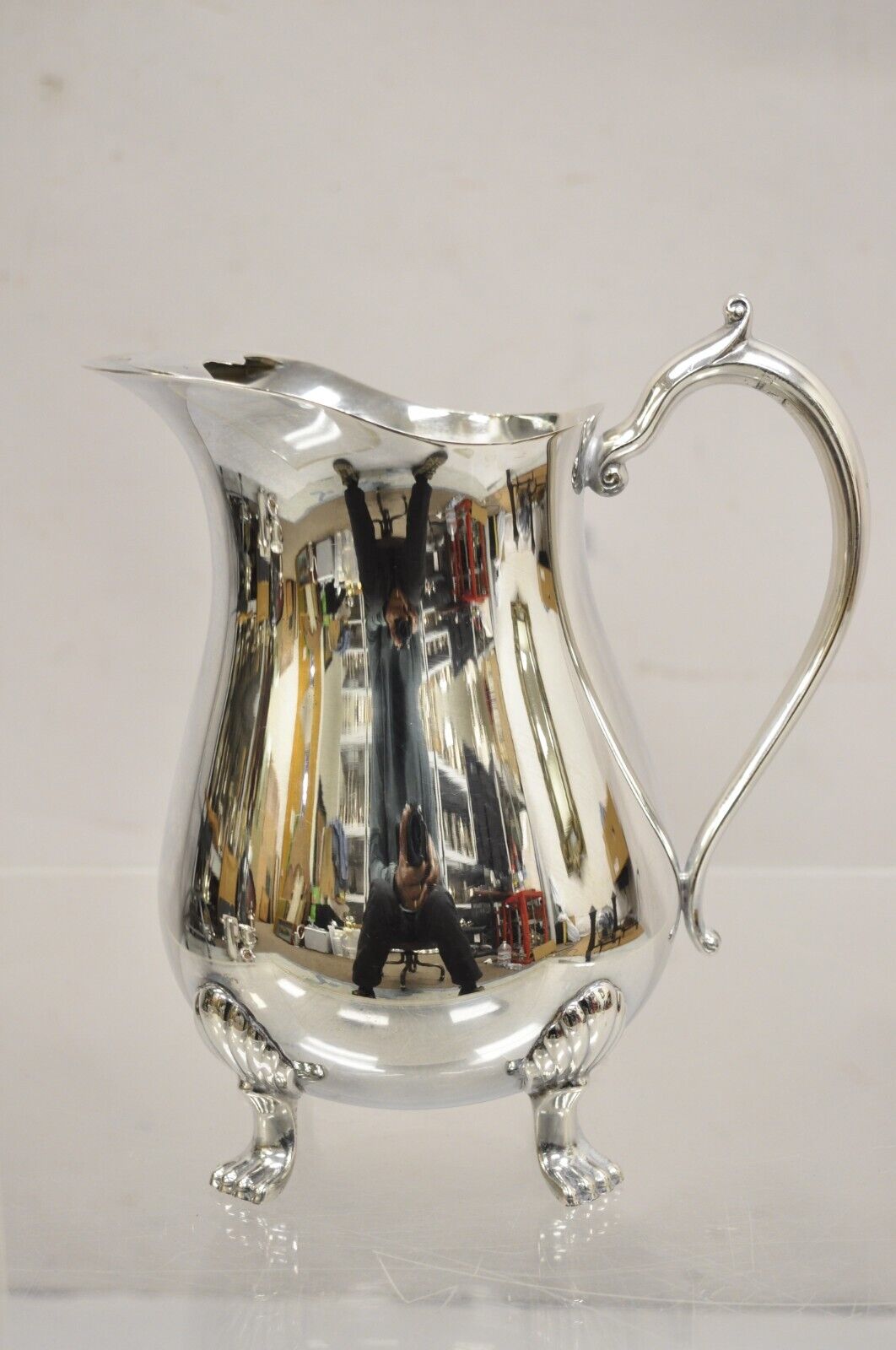 Vintage Leonard Victorian Style Bulbous Silver Plated Footed Water Pitcher
