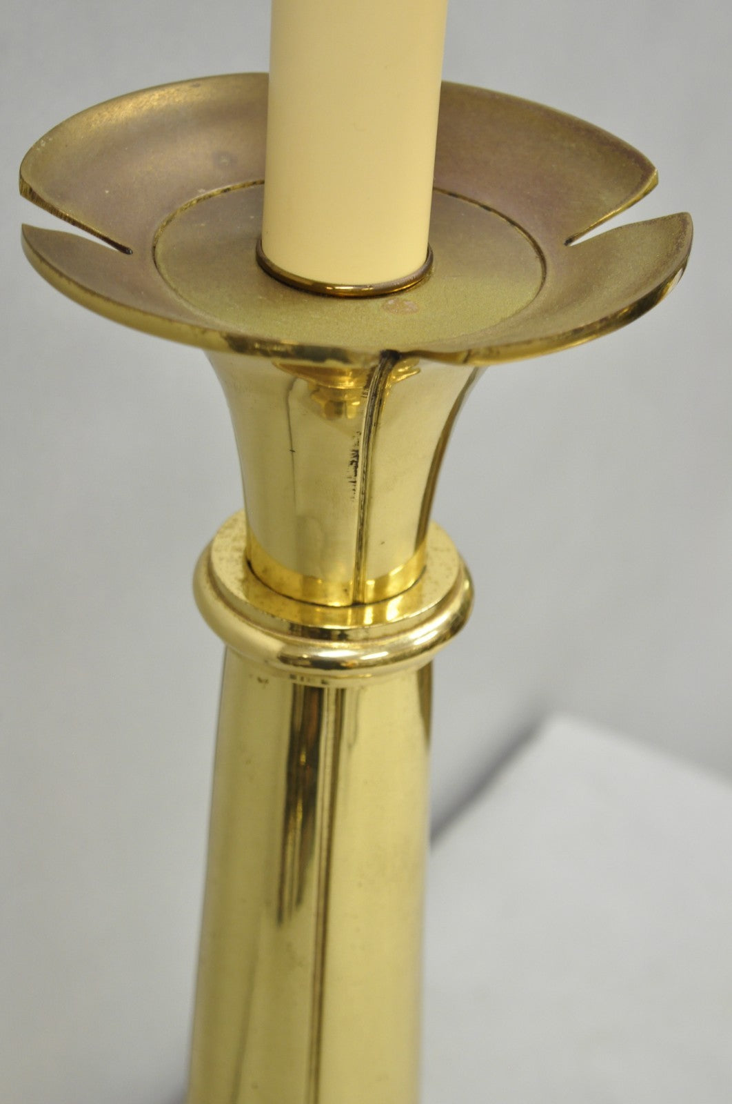 Vintage Remington Hollywood Regency Brass Lotus Flower Candlestick Table Lamp