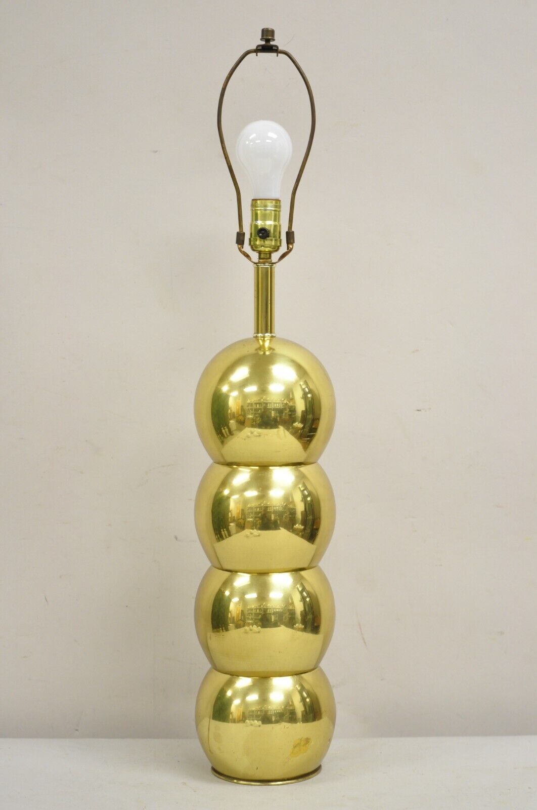 Vintage George Kovacs Mid Century Modern Brass Stacked Ball Table Lamp