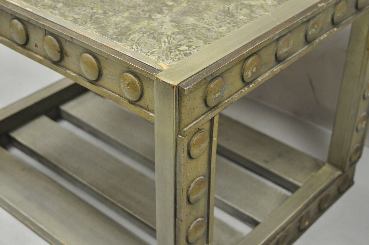 Mid Century Modern James Mont Style Silver Occasional Side End Table