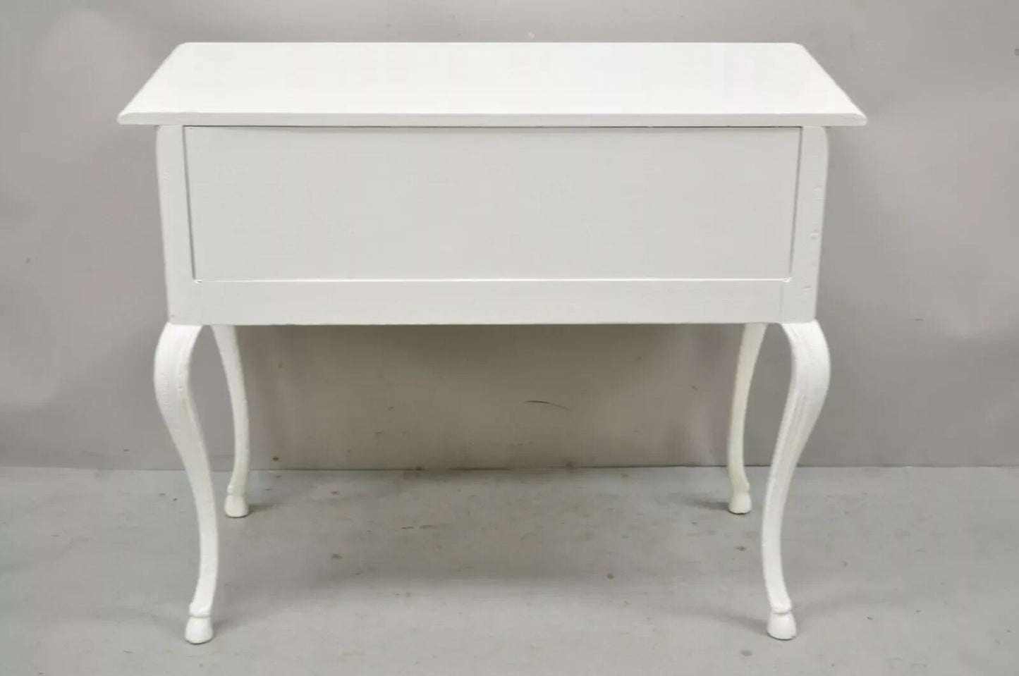 Vintage Baker French Country Regency Hoof Foot White One Drawer Console Table