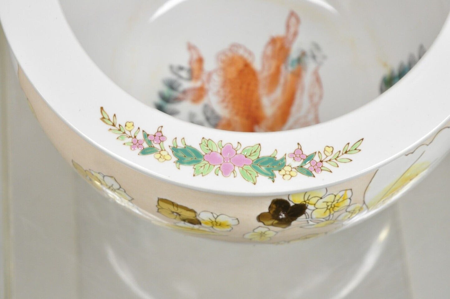 Vintage Chinese Ceramic Jardiniere Cachepot Planter Pot with Fish & Lilies