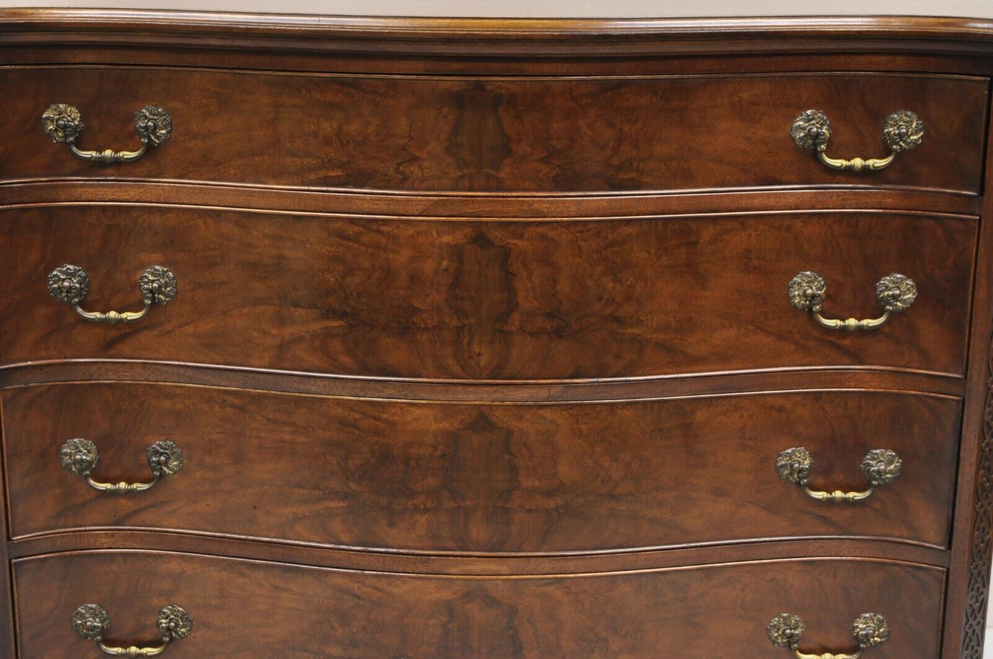Vintage W&J Sloane Chinese Chippendale Style Mahogany Serpentine Dresser Chest