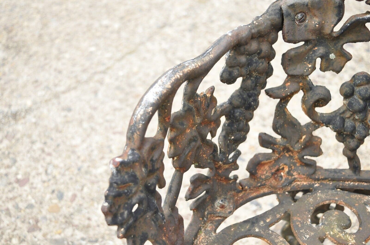 Antique French Victorian Grape Vine Leaf Cast Iron Small Garden Bench Loveseat