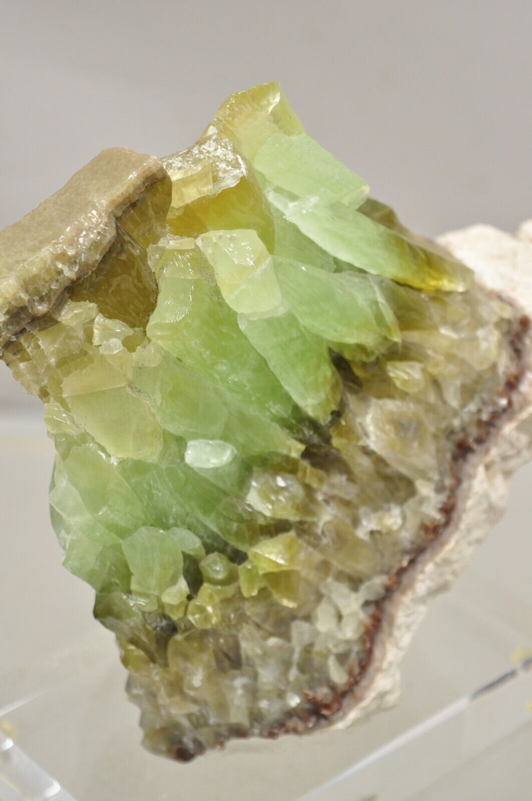 Large Green Calcite Quartz Mineral Geode Specimen Sculpture by Brenda Houston