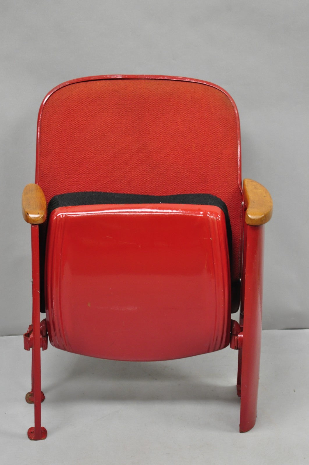 Antique Art Deco Red Painted Authentic Upholstered Movie Theater Chair