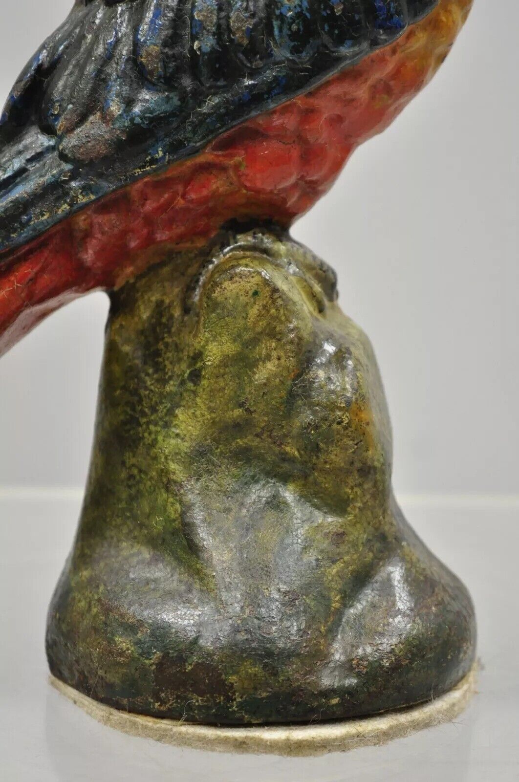Antique Cast Iron Hand Painted 12" Cockatoo Parrot Figurine Doorstop Bookend