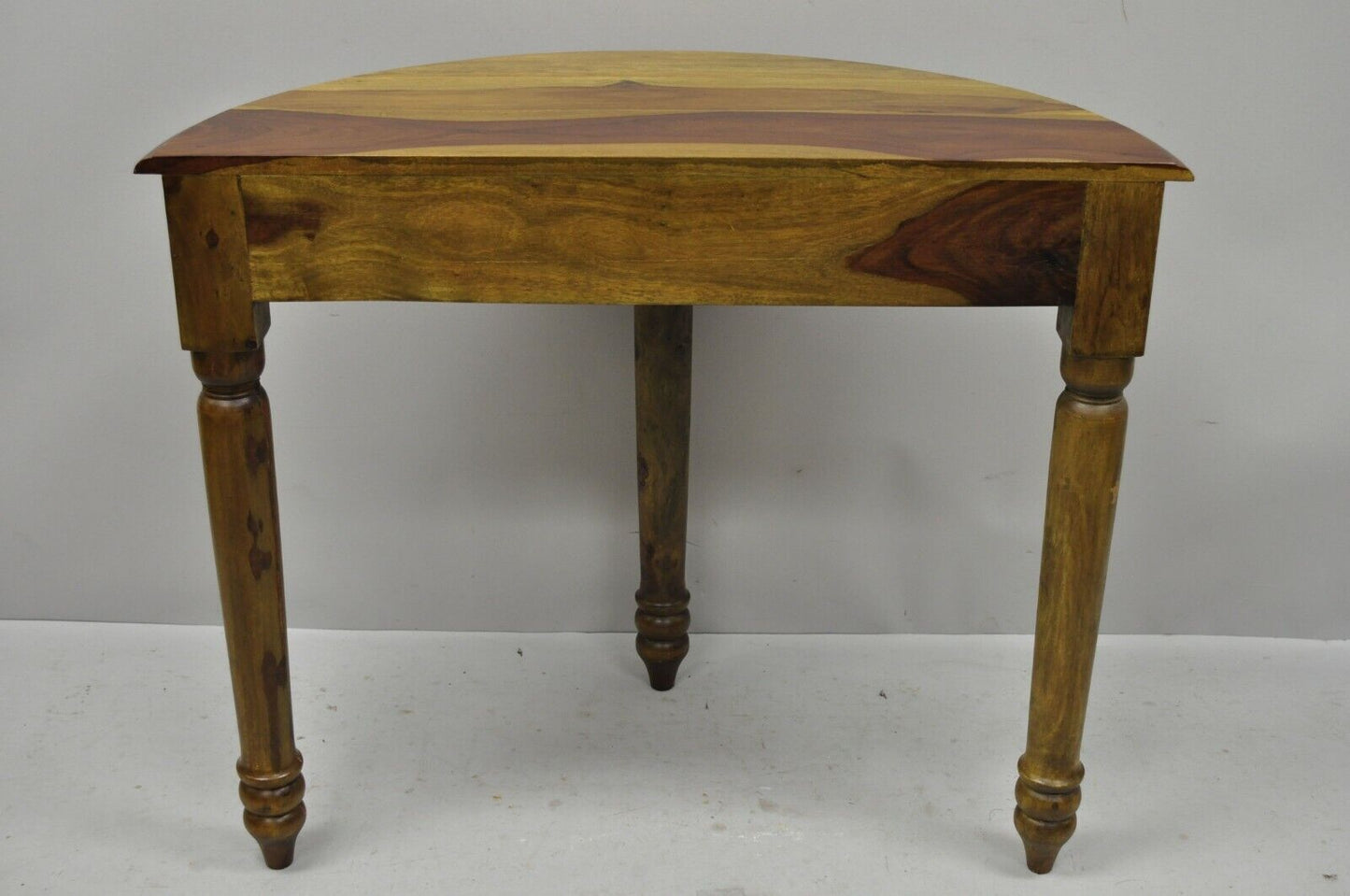 Mediterranean Spanish Style Half Round Gothic Demilune Teak Console Hall Table B