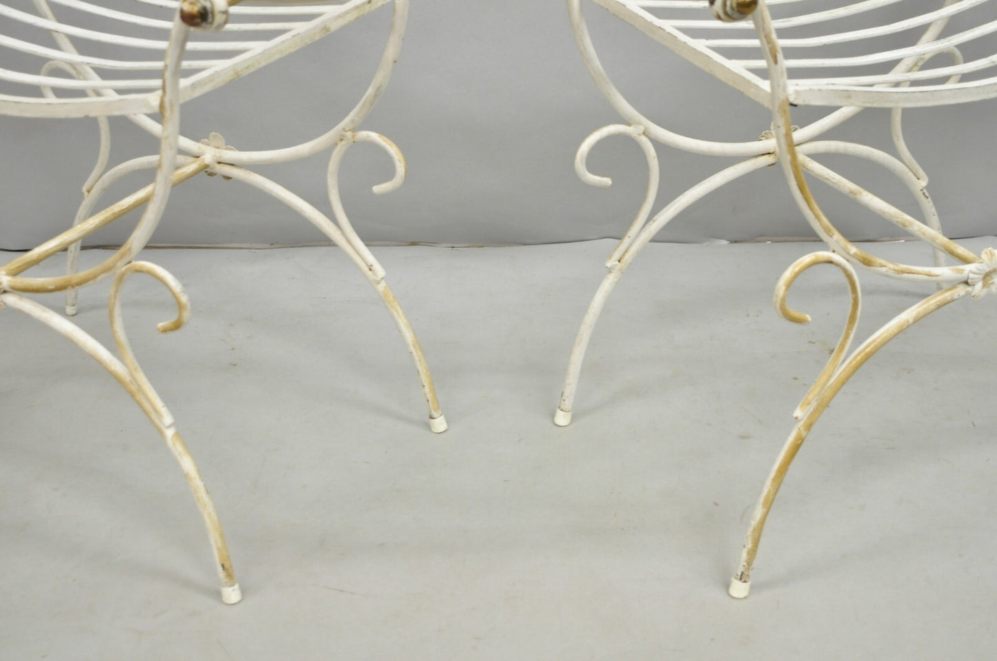 Vintage Italian Regency Wrought Iron & Brass Curule X Frame Stool - a Pair