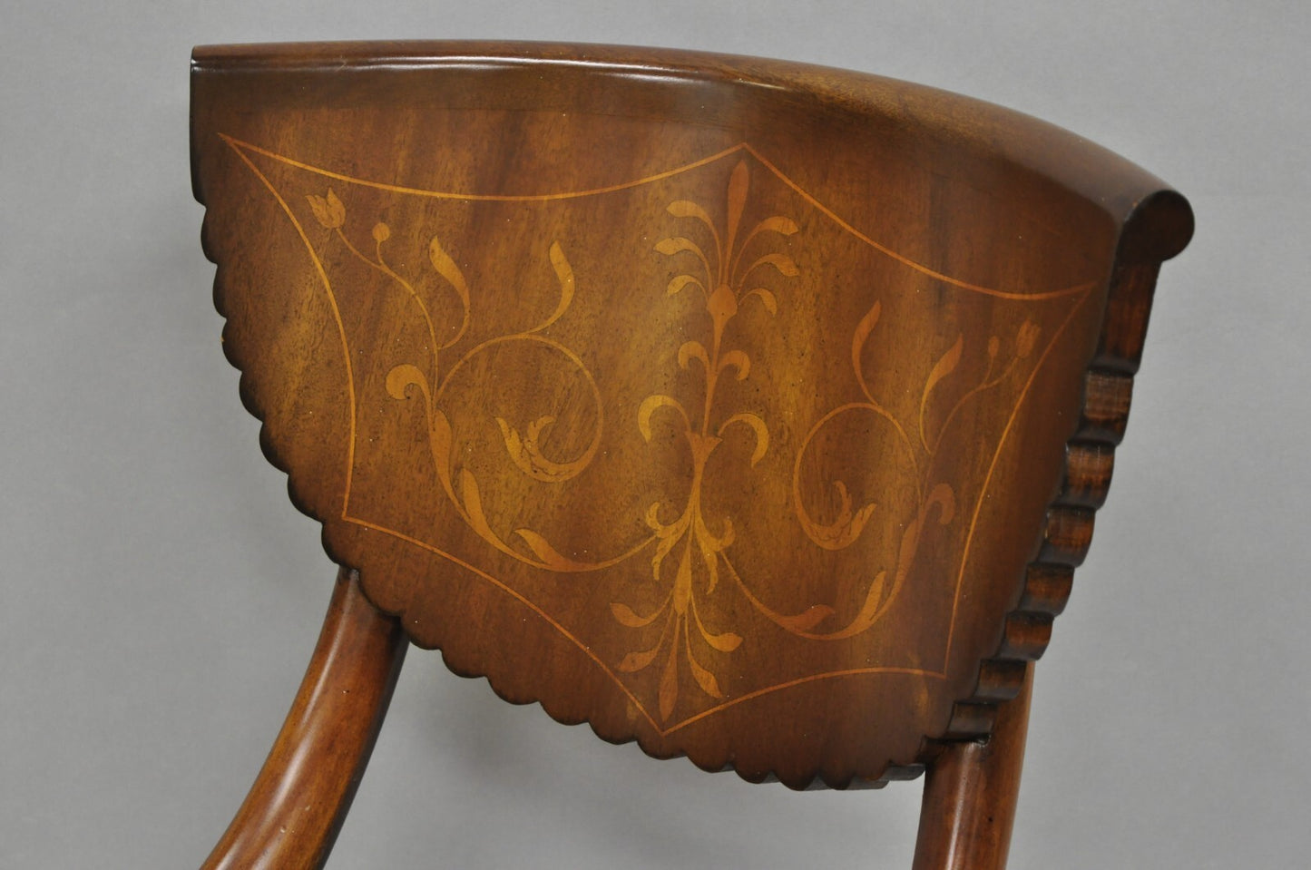 Antique French Empire Regency Inlaid Mahogany Swivel Piano Harpist Stool Chair