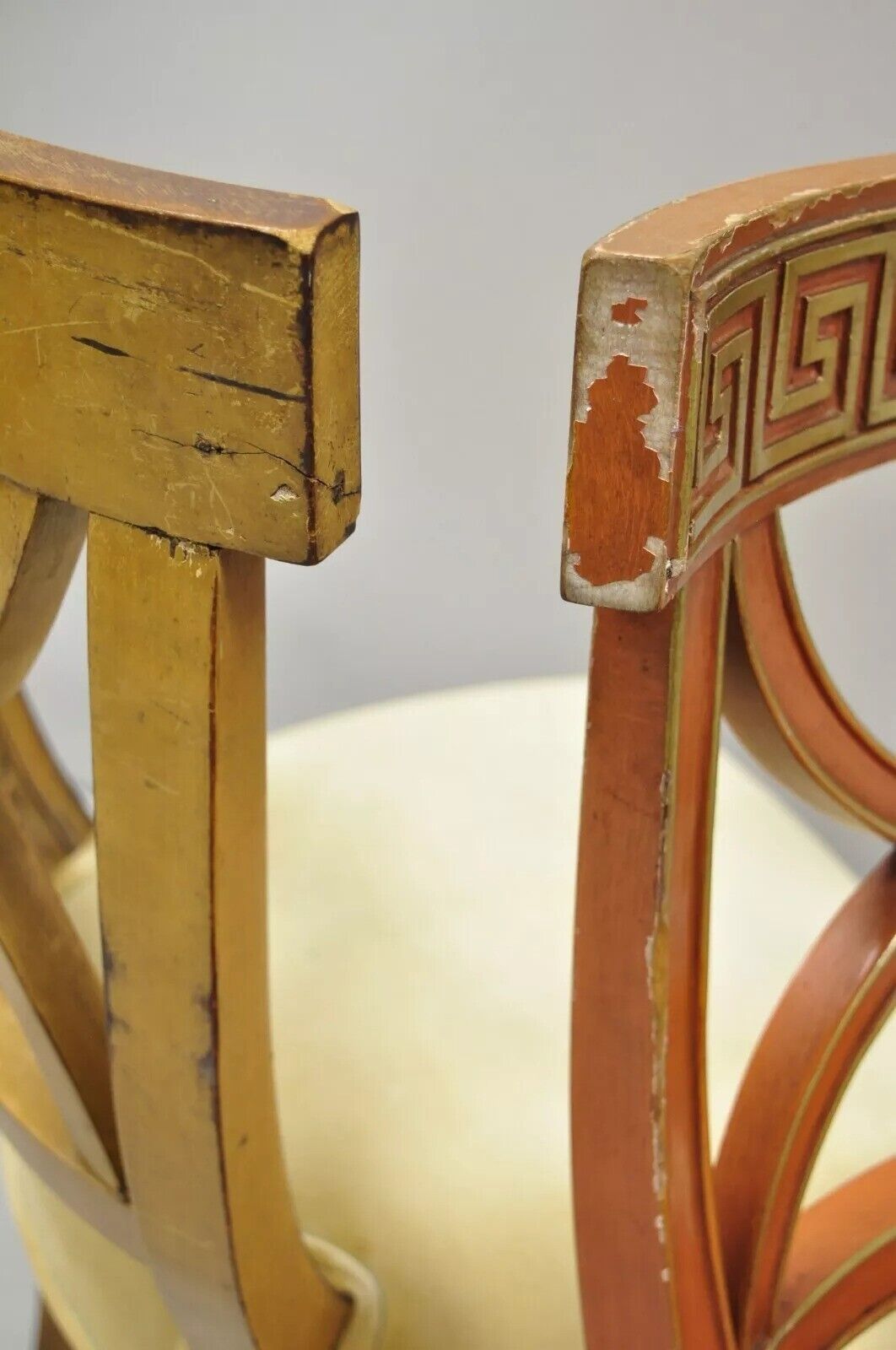 Hollywood Regency Italian Neoclassical Greek Key Painted Dining Chair - Set of 6