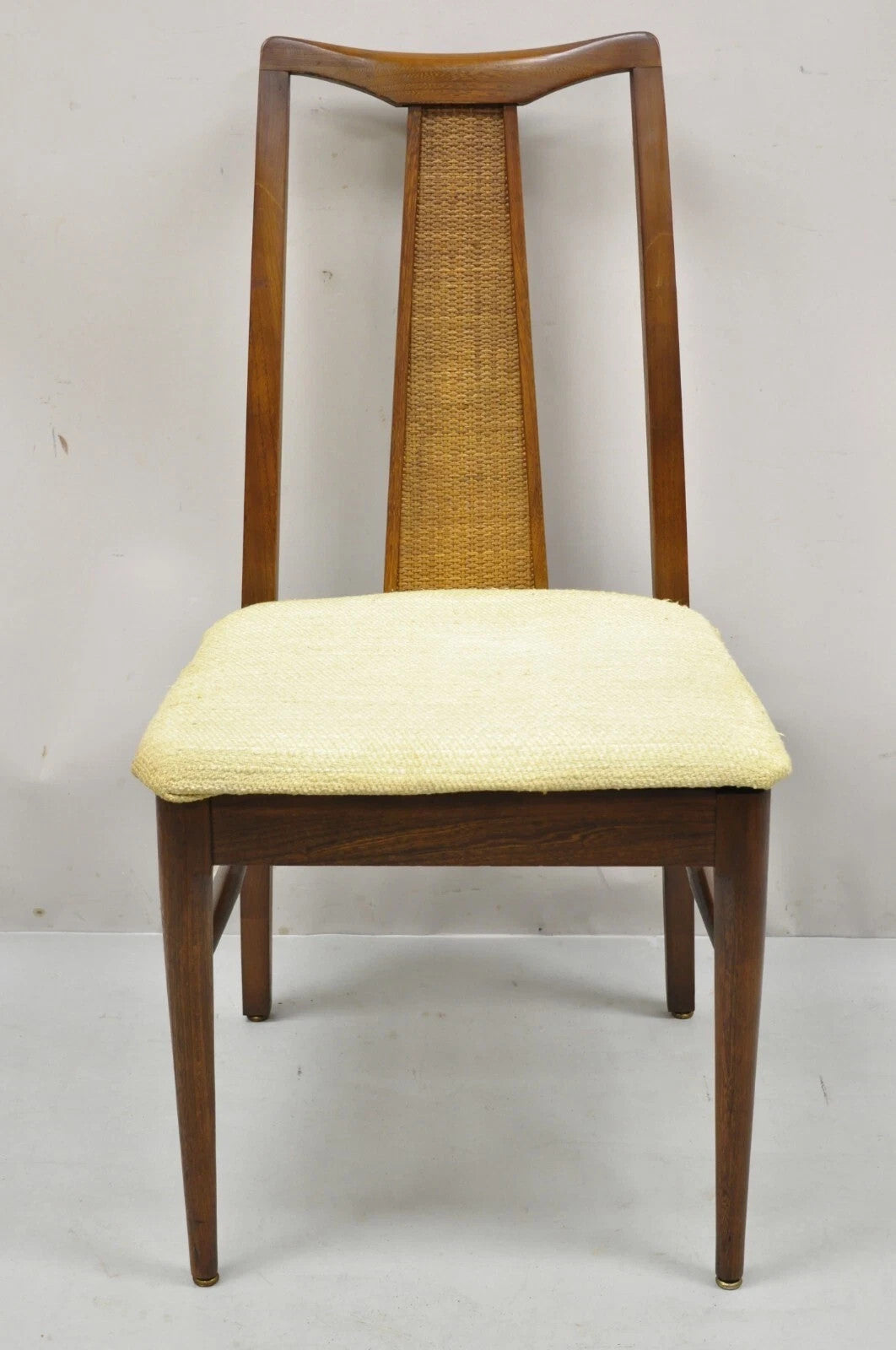 Vintage Mid Century Modern Walnut Cane Back Dining Room Side Chairs - Set of 4