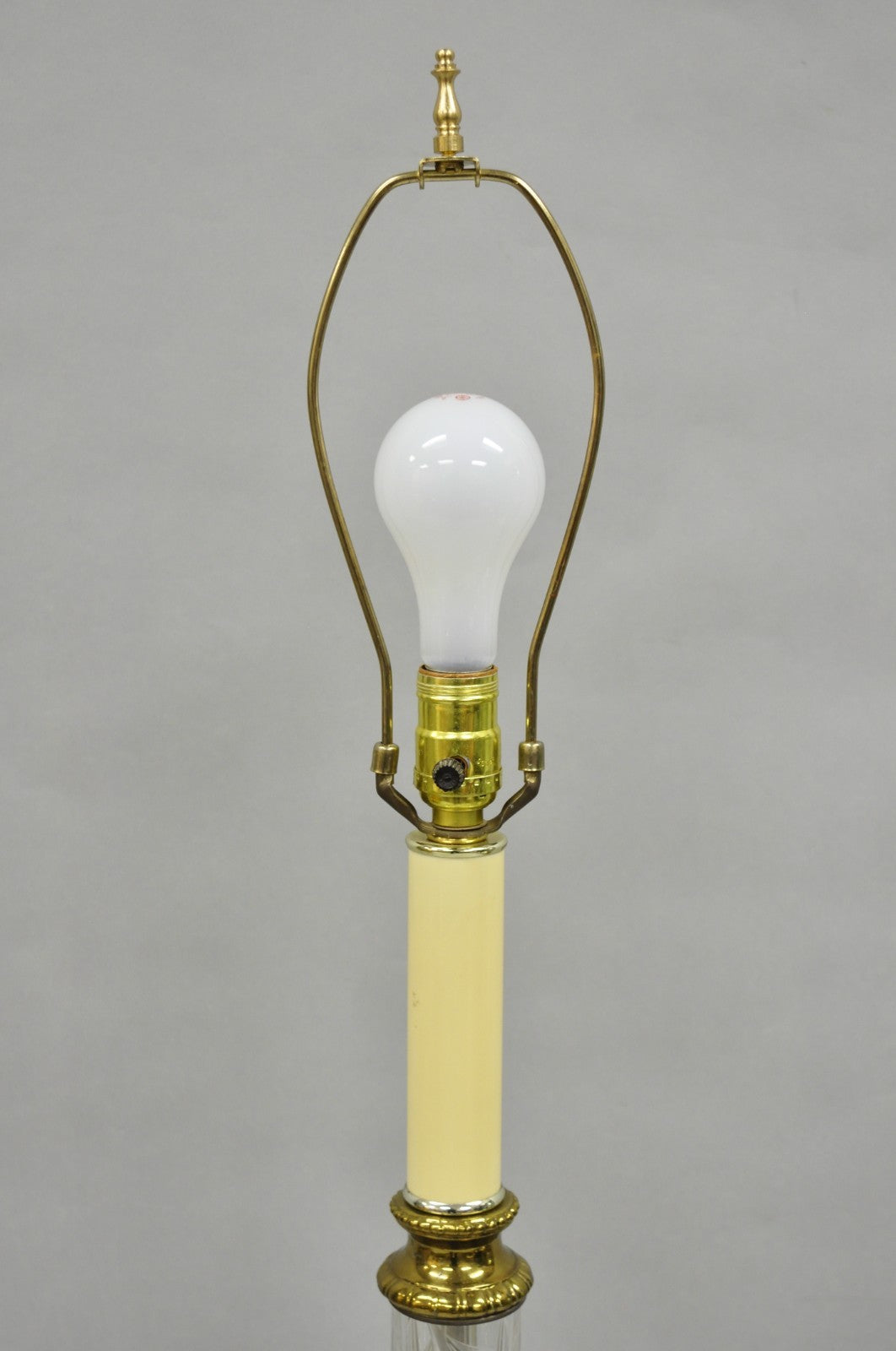 Vintage Neoclassical Style Floral Etched Glass Column Brass Reading Floor Lamp