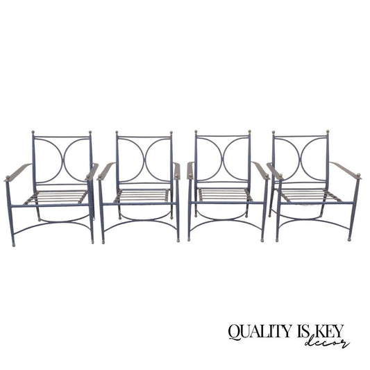 Decorator Aluminum & Steel Metal Ball Finial Outdoor Patio Pool Chair - Set of 4