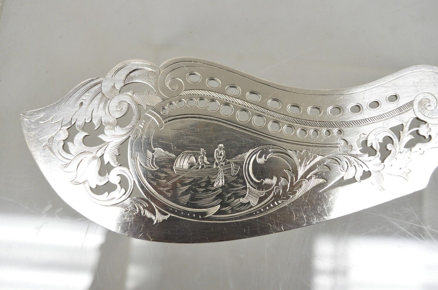 Antique English Victorian Silver Plated Figural Fish Service Fork Knife Set