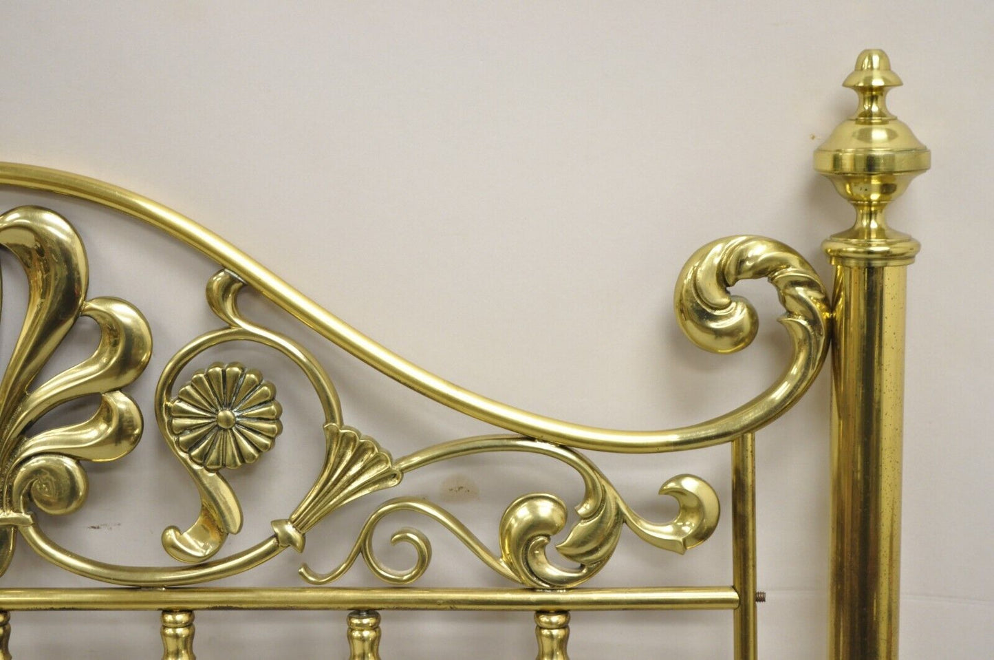 Vintage Victorian Style Brass Scrolling "Shaking Hands" King Size Bed Headboard