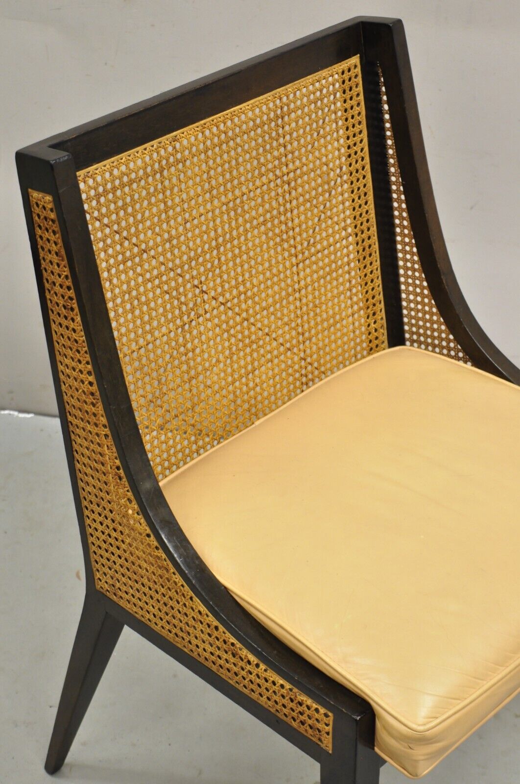 Vintage Harvey Probber Mid Century Modern Ebonized Cane Hiprest Side Chair