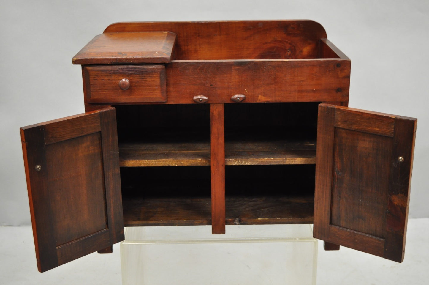 Antique Salesman Sample Primitive Miniature Pine Wood Small Dry Sink Washstand