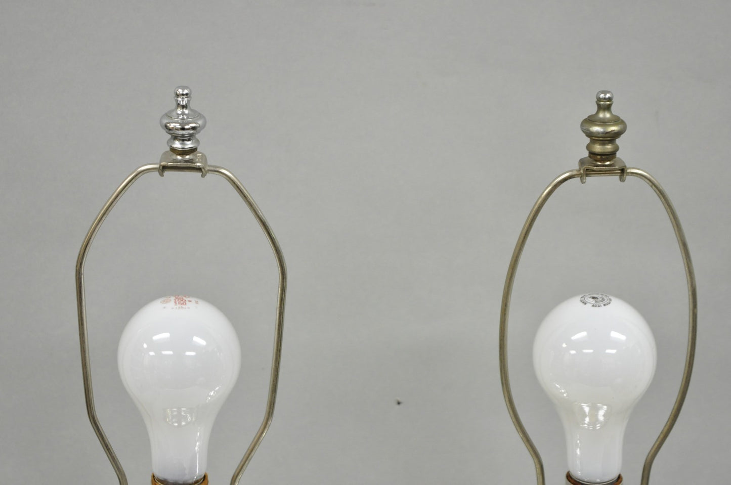 Vintage Mid Century Modern Silver Mercury Glass Jardiniere Vase Table Lamps Pair