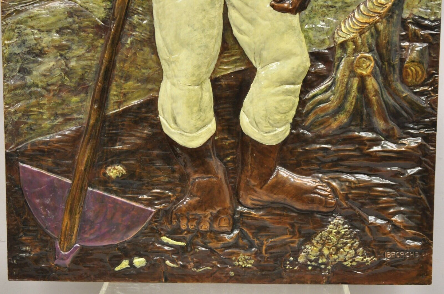 Alma Ibacache 3D Debossed Painted Copper Metal Wall Art Brazilian Lumberjack