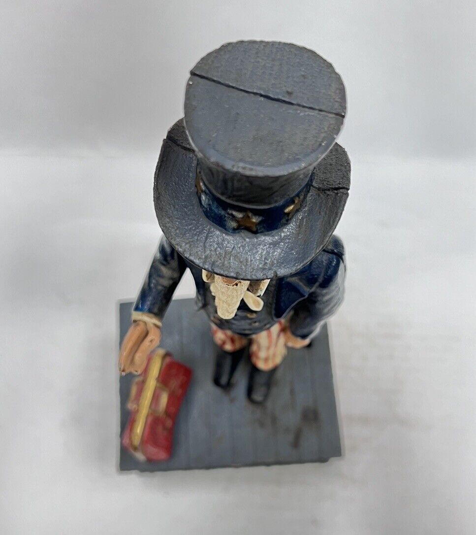 Vintage Cast Iron Still Bank Uncle Sam Novelty Bank Book of Knowledge