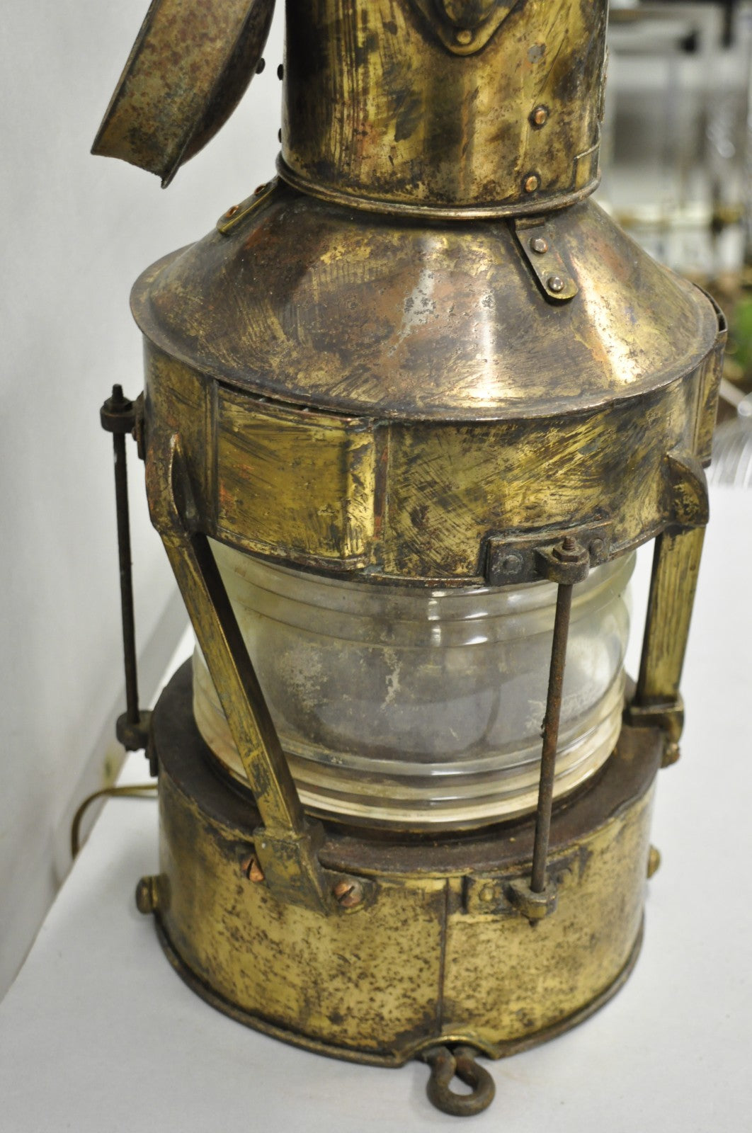 Antique WT George & Co English Copper Maritime Ship Lantern Converted Table Lamp