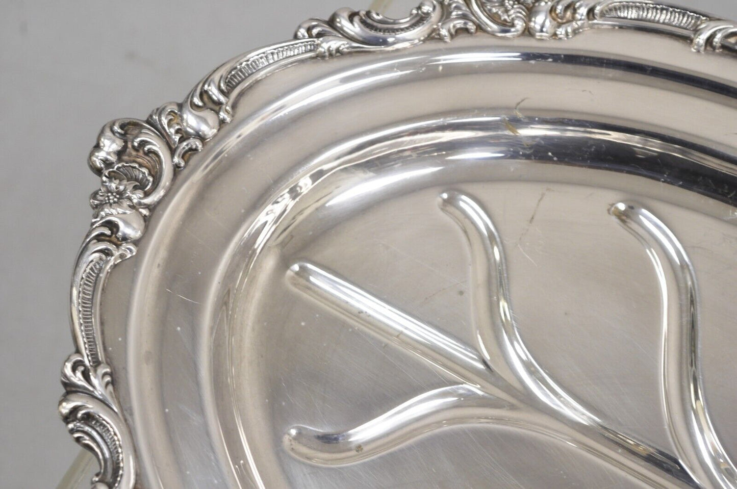 Vintage Gorham YC1620 Oval Silver Plated Meat Cutlery Serving Platter Tray