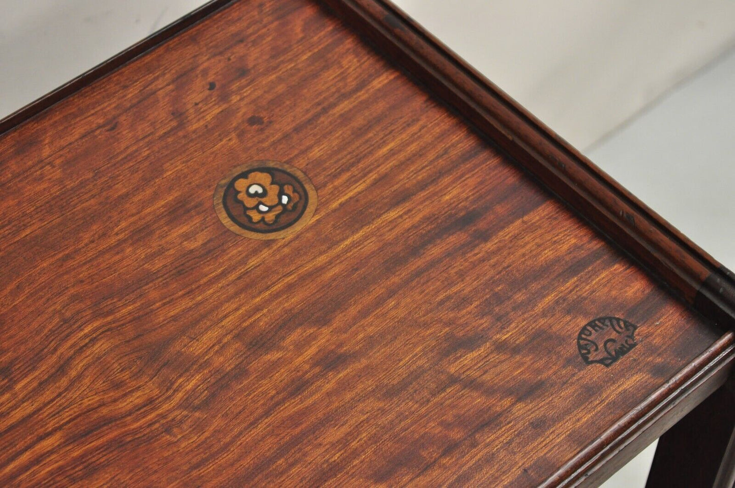 Antique Louis Majorelle French Art Nouveau Inlaid Mahogany 2 Tier Side Table