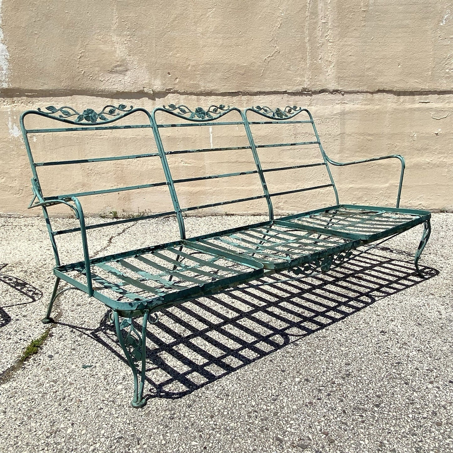 Vintage Woodard Wrought Iron Patio 3 Seat Sofa and Pair Lounge Chairs - 3 Pcs