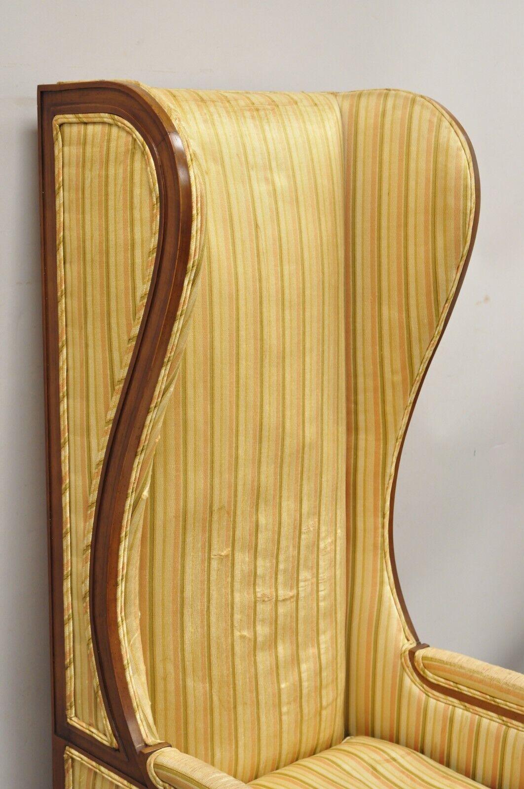 Vintage High Back French Hollywood Regency Stately Throne Lounge Arm Chair